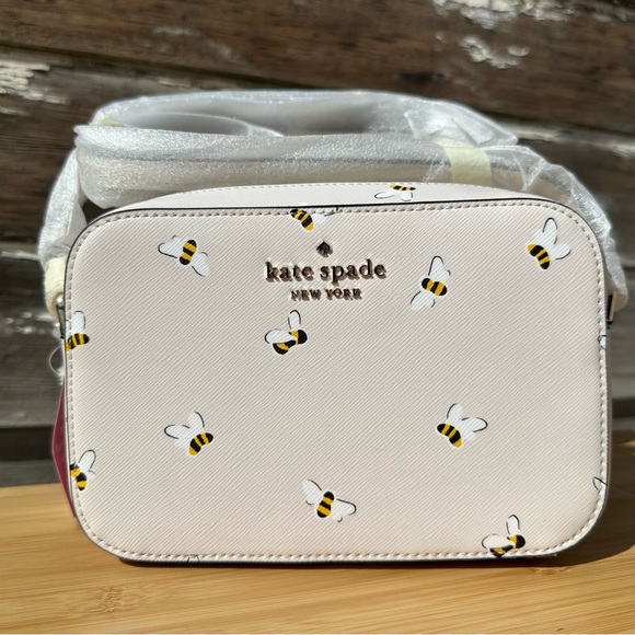 Kate Spade Staci Bee printed crossbody cream and gold NWT - Picture 2 of 9